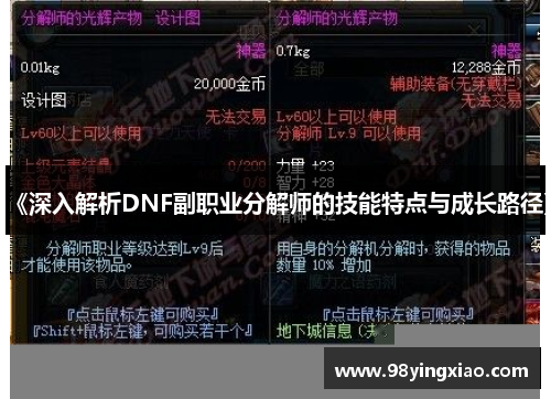 《深入解析DNF副职业分解师的技能特点与成长路径》